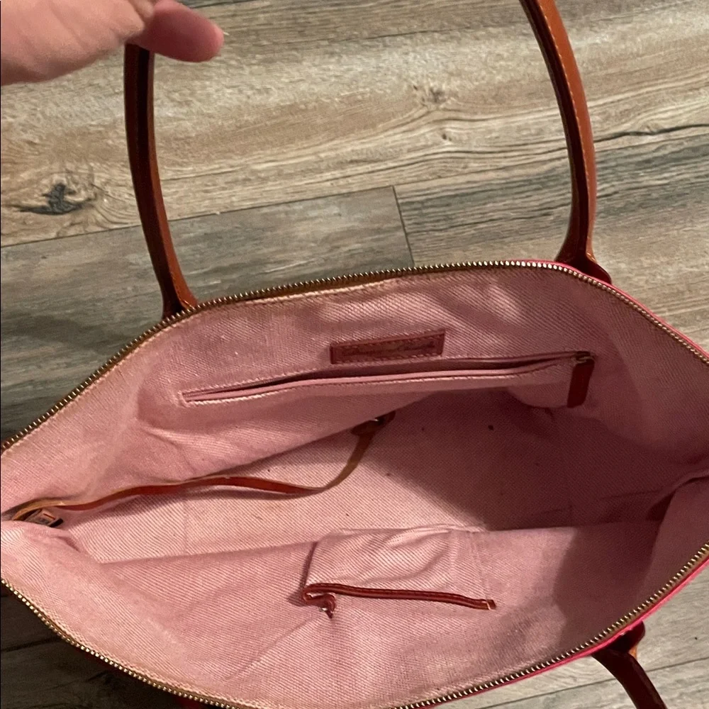 Dooney & Bourke Pink Tote with Brown Accents - Picture 7 of 8